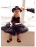 Black Satin Tulle Layered Flower Girl Dress Black Satin Tulle Layered Flower Girl Dress